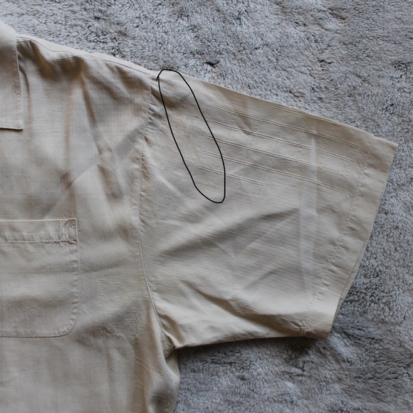 100% Silk - Tommy Bahama Camp Shirt - Cream - Picture 11 of 11